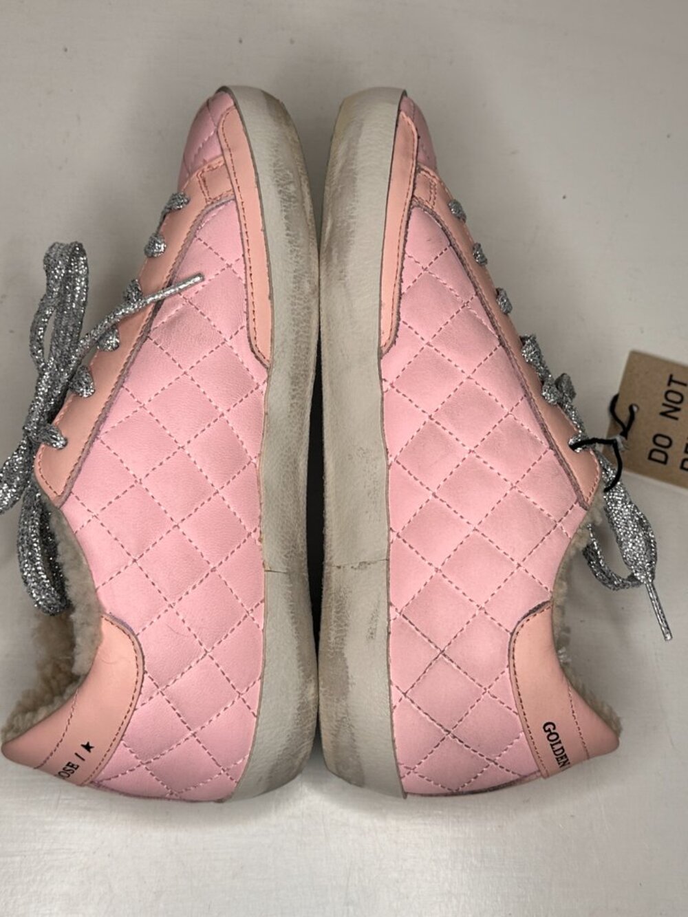 Super-Star Golden Goose Pink Quilted Faux Fur Lined Sneakers Women Size 36 / New - Picture 7 of 12